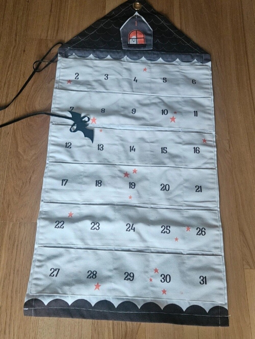 Halloween Hanging Advent Calendar Wall Organizer - Black and White